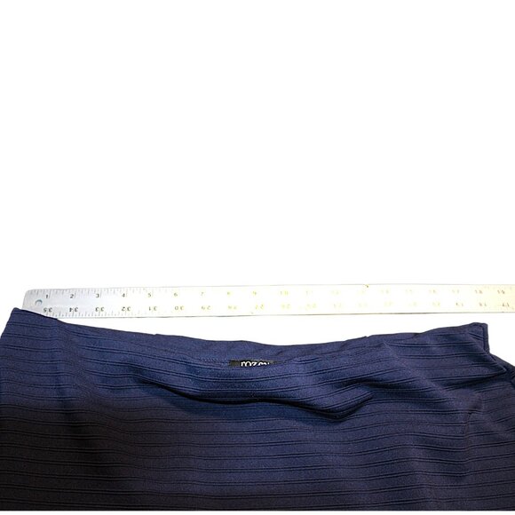 Roz & Ali Navy Blue Ribbed Knit Pencil Skirt - Picture 5 of 7